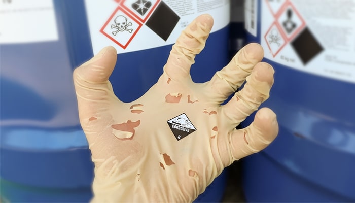 اهمیت استفاده از دستکش مخصوص کار با مواد شیمیایی