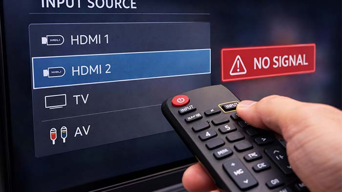 انتخاب نشدن منبع ورودی (INPUT) درست روی نمایشگر